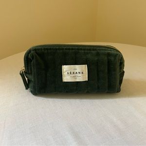 SEZANE Mini Green Velvet Makeup Pouch